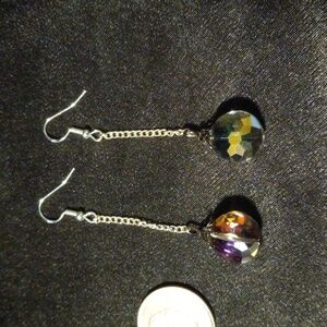 Sterling silver and genuine lead crystal dangle earrings